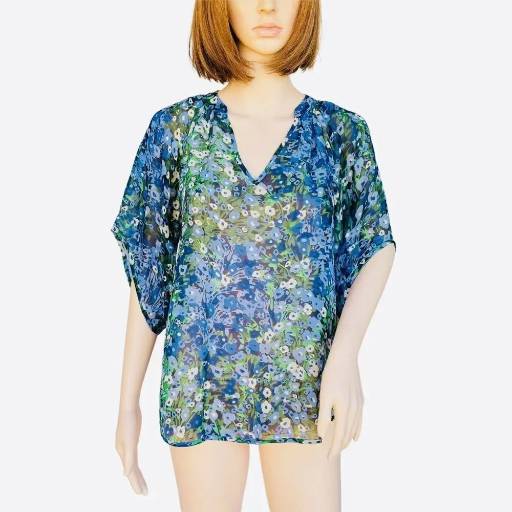 ANTHROPOLOGIE Fei Women’s Size 0 Silk Floral Elbow Sleeve Blouse